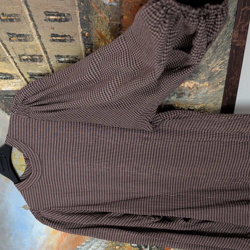 SAMSOE Brown Long Sleeve Puff Shoulder Dress - Picture 6 of 15